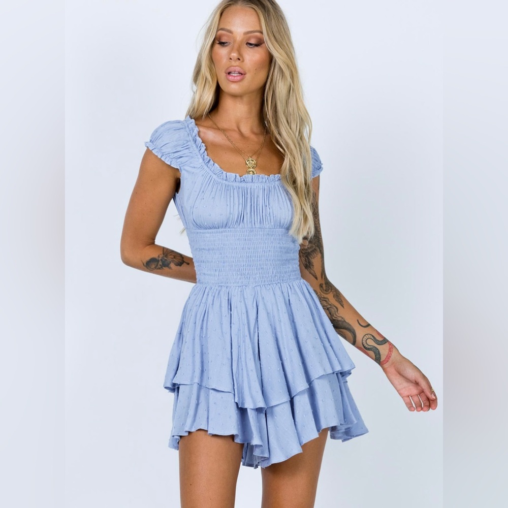 Princess Polly Love Galore Romper BLUE size 6. dry cleaned so no wrinkles. NEW